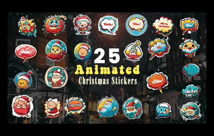 Flat Design Christmas Stickers Animation Scene